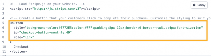 Stipe checkout button style
